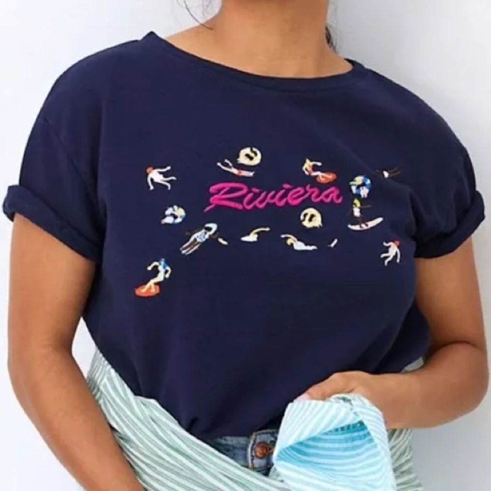 Anthropologie PLUS Maeve Riviera Embroidered Tee